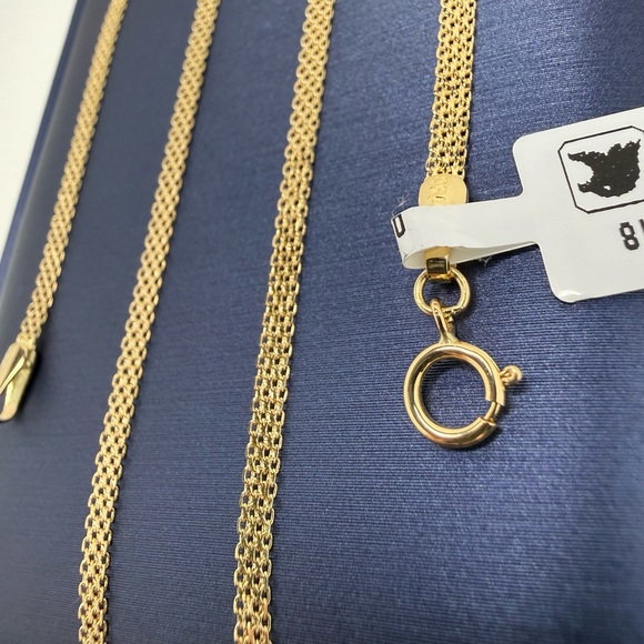 18K Geuine Yellow Gold Bismark Chain Necklace - Picture 4 of 17